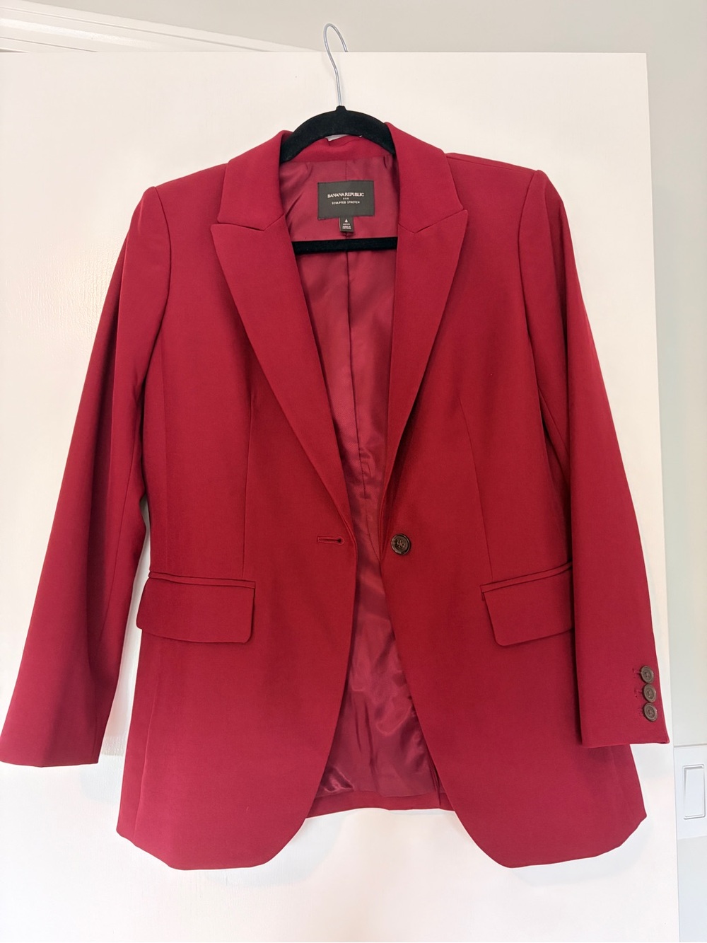 Banana Republic Tailored Wine Burgundy Blazer Sz Petite 4